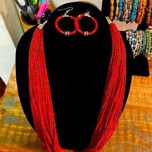 Multi strand necklace and earrings